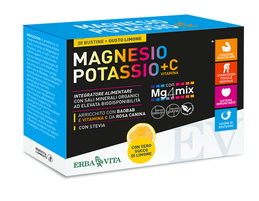 Magnesio Potassio + Vitamina C – Gusto Limone 20 Bustine - Salus Land